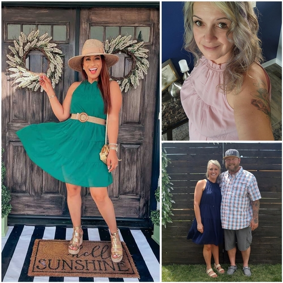 NWT Kirundo Yellow Halter Sleeveless Frilly Ruffle Tiered Mini Swing Dress M - Picture 7 of 12